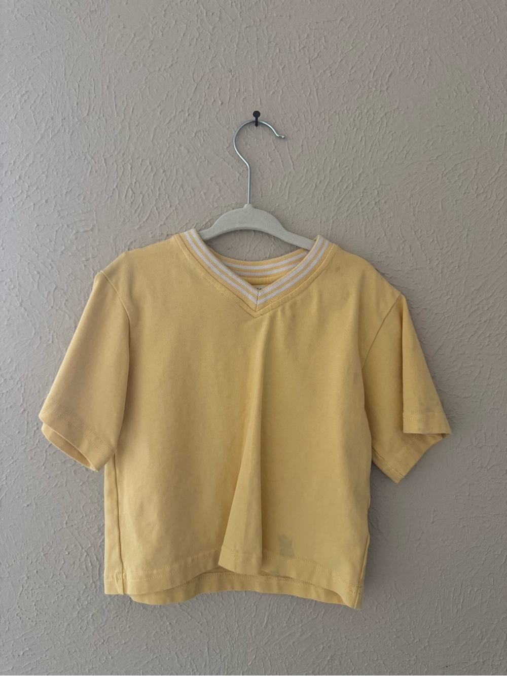 Fostered Collection Yellow V-Neck Short Sleeve Top
